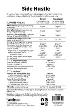 Side Hustle - Bag Sewing Pattern - byAnnie.com - PBA309