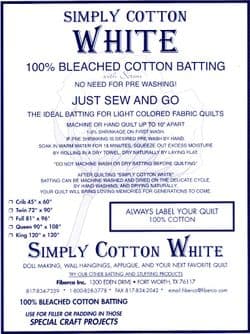 Simply Cotton WHITE Quilt Wadding 90