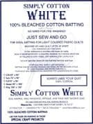 Simply Cotton White Quilt Wadding - 90" wide x 18.3m long bolt - 100% cotton