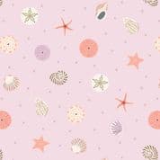 Small Things Coastal - 8535 - Seashells on Pink Sand - Lewis & Irene SM60.1 - Cotton Fabric