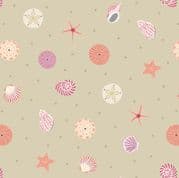 Small Things Coastal - 8536 - Seashells on Beige Sand - Lewis & Irene SM60.2 - Cotton Fabric