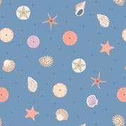 Small Things Coastal - 8537 - Seashells on Blue - Lewis & Irene SM60.3 - Cotton Fabric