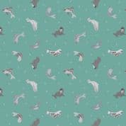 Small Things Polar Animals - 7866 - Seals on Marine - Lewis & Irene SM43.2 - Cotton Fabric