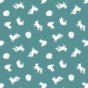 Small Things Polar Animals - 7873 - Arctic Fox on Iced Teal - Lewis & Irene SM45.3 - Cotton Fabric