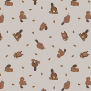 Small Things Rivers & Creeks - 9089 - Lewis & Irene - Beavers on Grey - SM76.2 - Cotton Fabric
