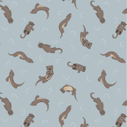 Small Things Rivers & Creeks - 9094 - Lewis & Irene - Otters on Blue - SM78.1 - Cotton Fabric