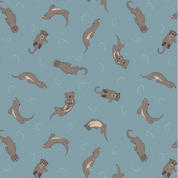 Small Things Rivers & Creeks - 9096 - Lewis & Irene - Otters on Mid Blue - SM78.3 - Cotton Fabric
