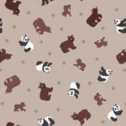 Small Things Wild Animals - 8422 - Pandas & Bears Lt Brown - Lewis & Irene SM54.3 - Cotton Fabric