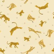 Small Things Wild Animals - 8423 - Leopards & Cheetahs on Yellow - Lewis & Irene SM55.1