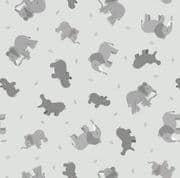 Small Things Wild Animals - 8426 - Elephants and Hippos on Pale Grey - Lewis & Irene SM56.1