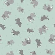 Small Things Wild Animals - 8427 - Elephants and Hippos on Light Blue - Lewis & Irene SM56.2