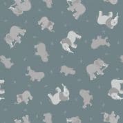 Small Things Wild Animals - 8428 - Elephants and Hippos on Grey - Lewis & Irene SM56.3