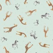 Small Things Wild Animals - 8429 - Giraffes and Zebras on Light Blue - Lewis & Irene SM57.1