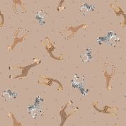 Small Things Wild Animals - 8430 - Giraffes and Zebras on Biscuit Tan - Lewis & Irene SM57.2