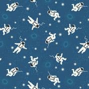 Space Glow - 8506 - Glow Astronauts on Blue - Lewis & Irene 738.2 - Cotton Fabric