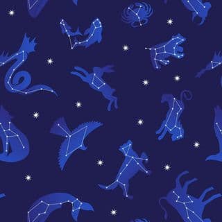 Space Glow - 8509 - Glow Constellations on  Bright Dark Blue - Lewis & Irene 739.2 - Cotton Fabric