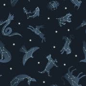 Space Glow - 8510 - Glow Constellations on Black - Lewis & Irene 739.3- Cotton Fabric
