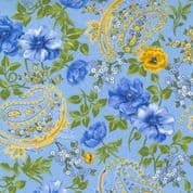 Summer Breeze - 8070 - Yellow Blue Floral on Sky Blue - Moda 33610.14 - Cotton Fabric