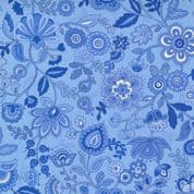 Summer Breeze - 8074 - Blue Floral on Sky Blue - Moda 33612.13 - Cotton Fabric
