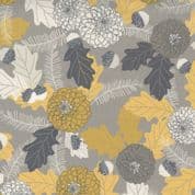 Through the Woods - 7997 - Chrysanthemums on Flint Grey - Moda Fabrics 43111-16 - Cotton Fabric