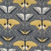Through the Woods - 8004 - Night Moths on Charcoal - Moda Fabrics 43114-12 - Cotton Fabric
