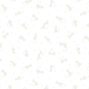 Tiny Tonals - Cats - White on White - Lewis & Irene TT6.1 - Cotton Fabric