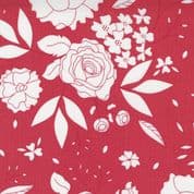 W108315 - White Roses on Red - Moda 108000.31 - 108" Extra Wide Backing Cotton Fabric
