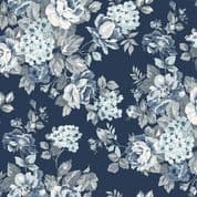 W108618 - Tranquility Roses on Navy Blue - Extra Wide Cotton Fabric