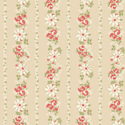 Wilmington Print Sentiments - 8735 - Daisies & Roses Stripe on Tan - 98724-231 - Cotton Fabric