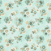 Wilmington Prints - Blissful - 8781 - Floral Toss Teal - 27646 771 - Cotton Fabric