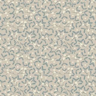 Winter Bluebell Woods Flannel - 8598 - Mistletoe on Light Taupe - F43.1 - Brushed Cotton Fabric
