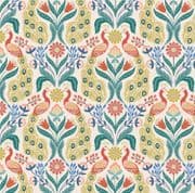 Wintertide - 7978 - Peacock on Cream with Gold Metallic - A582.1 - Cotton Fabric