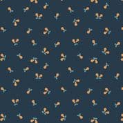 Wintertide - 7983 - Gold Metallic Pears on Dark Blue - A583.3 - Cotton Fabric