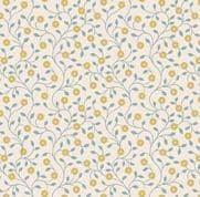 Wintertide - 7984 - Gold Metallic Flowers on Cream - A584.1 - Cotton Fabric