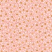 Wintertide - 7985 - Copper Metallic Flowers on Pink - A584.2 - Cotton Fabric