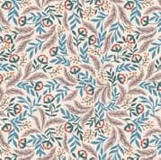 Wintertide - 7987 - Arts & Crafts Floral, Copper Metallic on Cream - A585.1 - Cotton Fabric