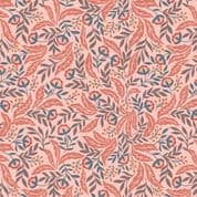 Wintertide - 7988 - Arts & Crafts Floral, Gold Metallic on Pink - A585.2 - Cotton Fabric