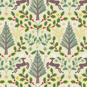 Yuletide - 8575 - Cream with Gold Metalic - Lewis and Irene C100.1  - Cotton Fabric