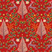 Yuletide - 8576 - Red with Gold Metalic - Lewis and Irene C100.2 - Cotton Fabric