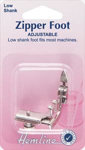 Zipper and Piping Foot (Adjustable) for Low Shank Domestic Sewing Machines