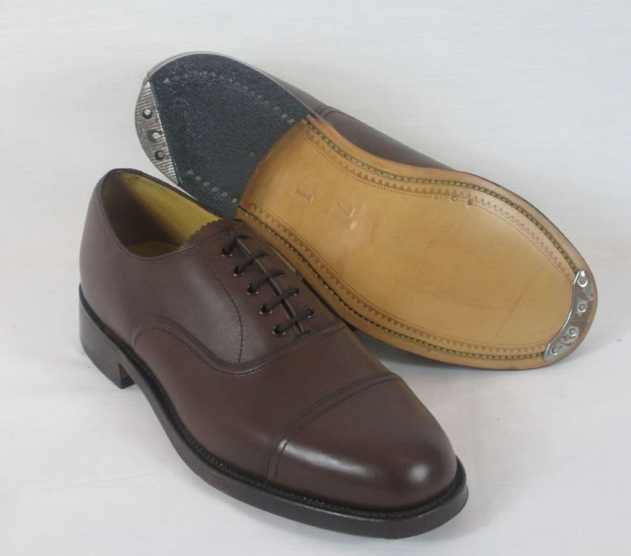 NOS w Box England Brown Officer Shoes Army Service Shoes - Brown