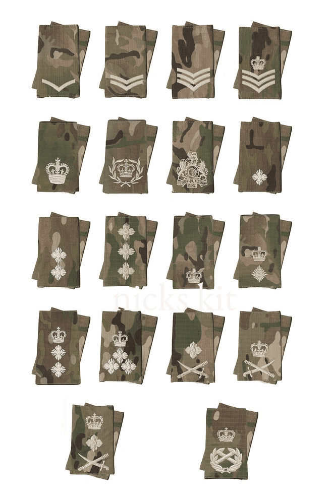 Modern Military Uniform Slides Multicam Rank Slides Pair With Ivory Embroidery - British Army Style Epaulettes Multicam Ocp - Foto 9