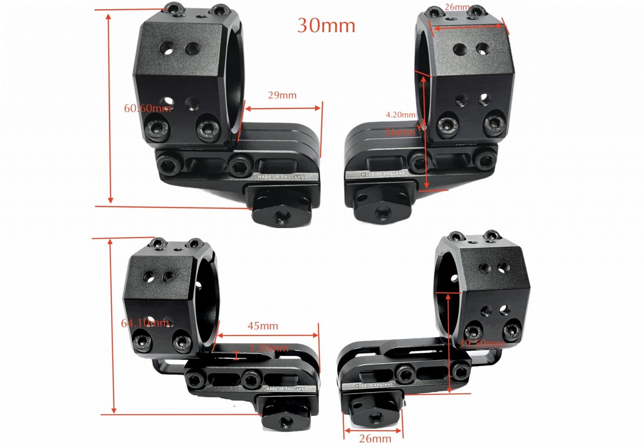 Eaglevision Infinity Elevation & Length Adjustable Scope Mounts 30mm Picatinny