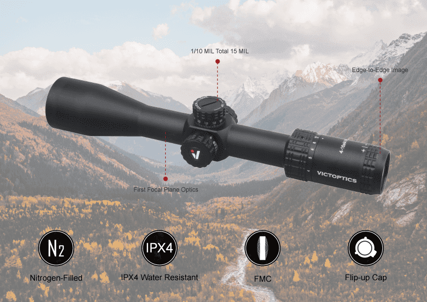 Vector VictOptics S4 30mm 4–16x44 First Focal Plane SF Rifle Scope