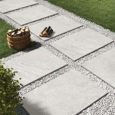 Ivory Silver Outdoor Porcelain Slabs 900x600x20mm (Price From: £18.95/m2)