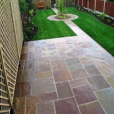Raj Green Indian Sandstone Natural Calibrated Patio Pack 19.85m2 22mm (Price: £21.95/m2)