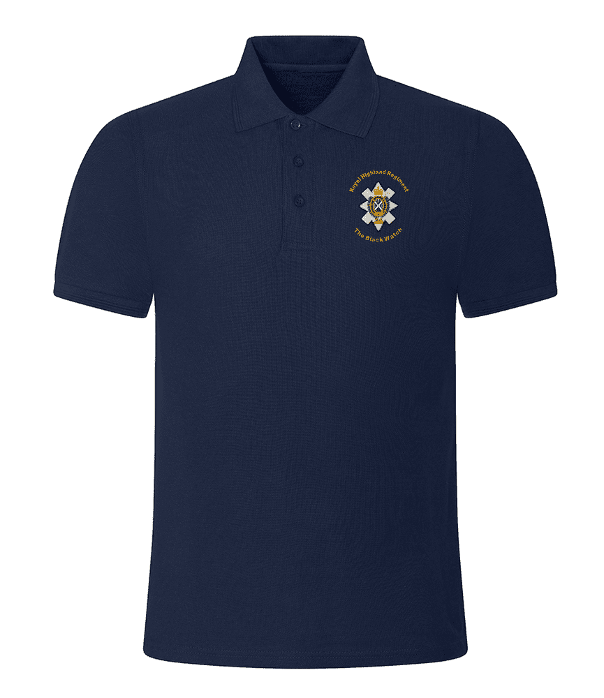 Veterans gifts the Black Watch the Royal Highlanders polo shirt with regimental cap badge