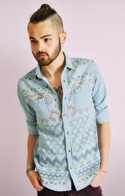 Aztec Print Denim Shirt