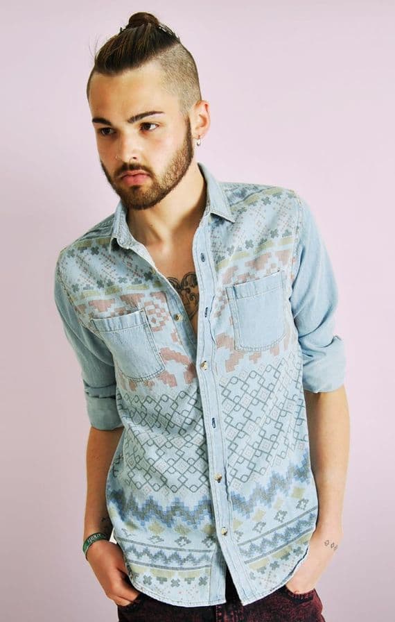 Aztec Print Denim Shirt