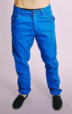 Blue Cotton Turn Up Chinos